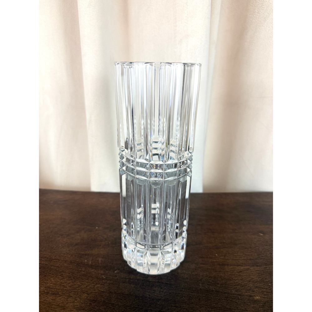 Cristal D'Arques 1970's French Montparnasse Art Deco‎ Crystal Vase 9" Tall